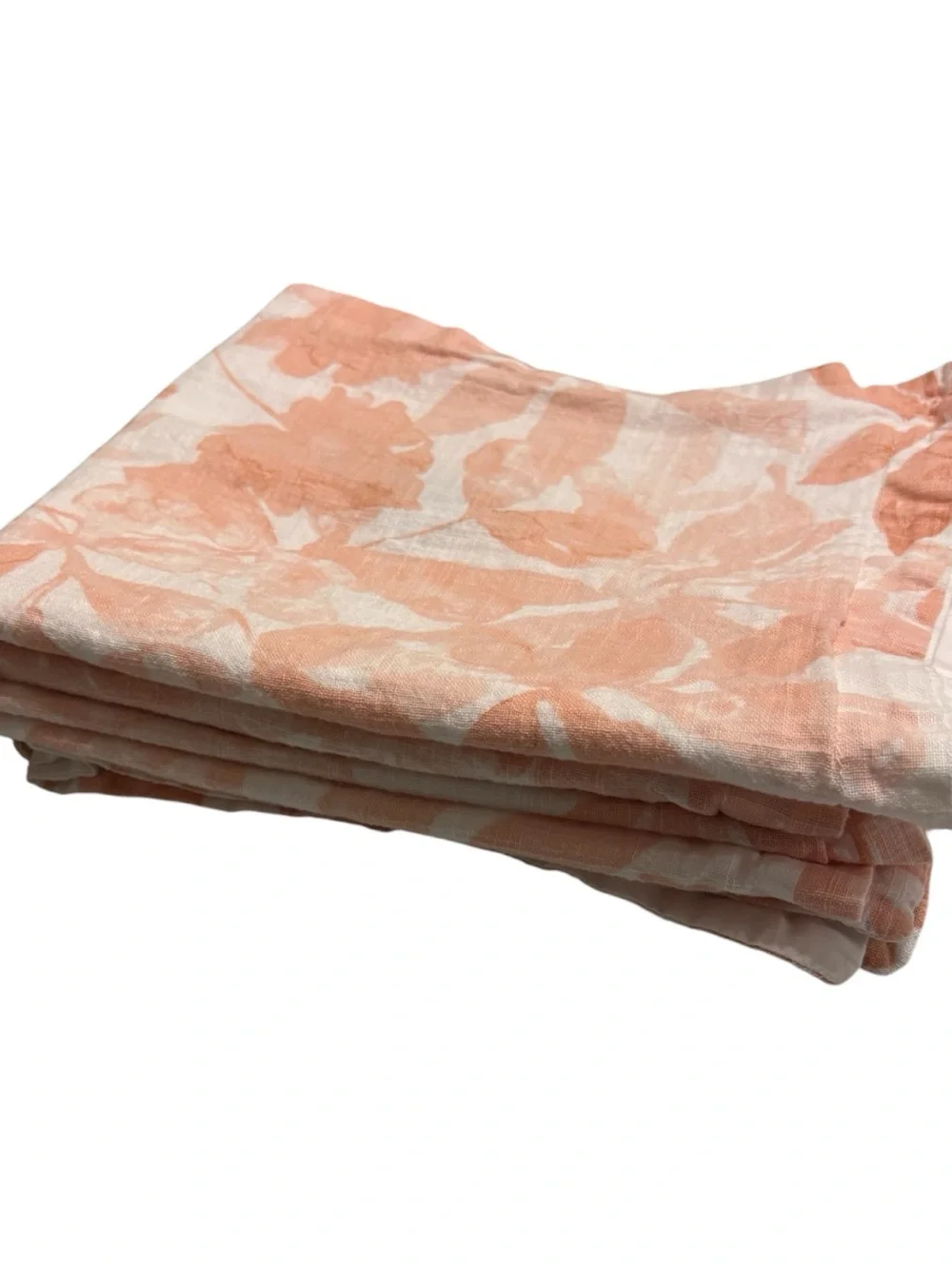 2 Coastal Collection Floral Botanical Pillow Shams Standard Coral White Cotton